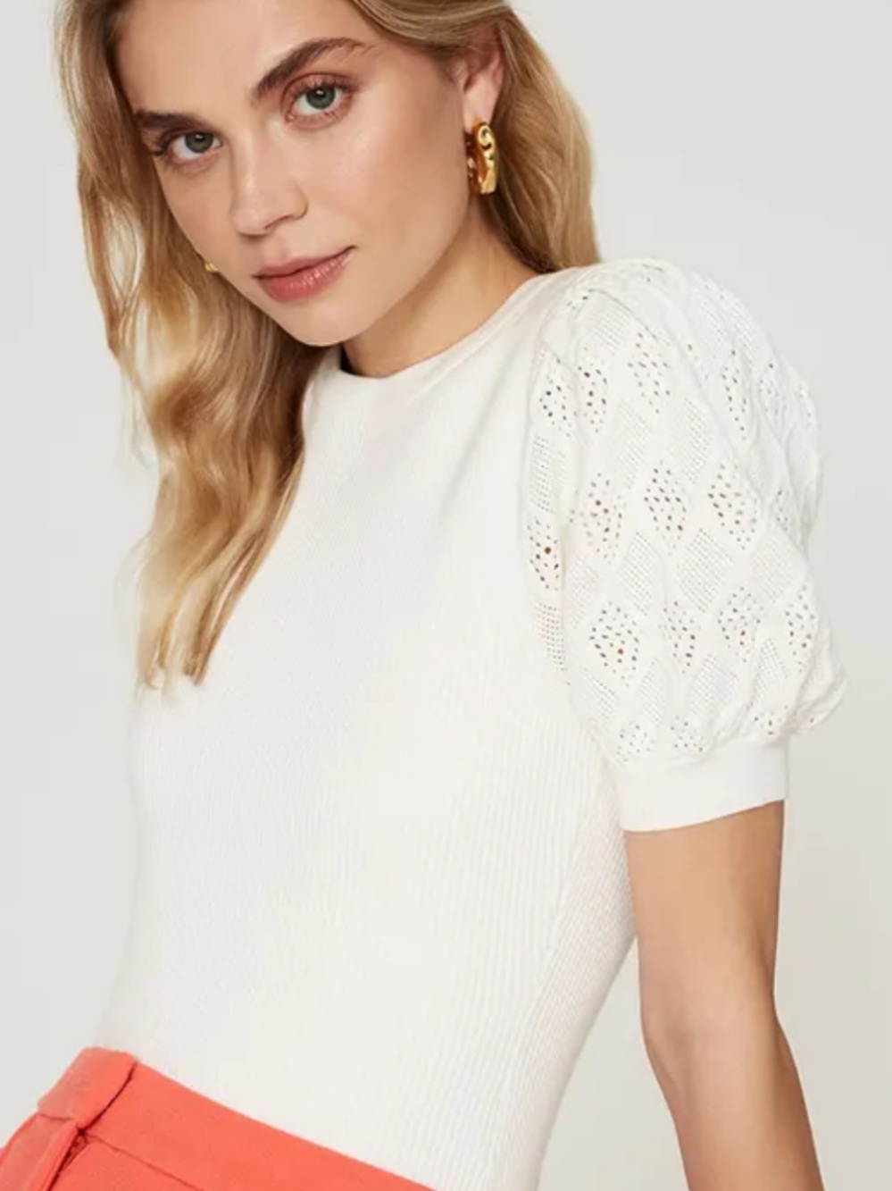 Milly Poof Sleeve Ribbed Top